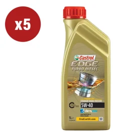 5 pezzi olio edge td 5w-40 q3 titanium 1l>Castrol New