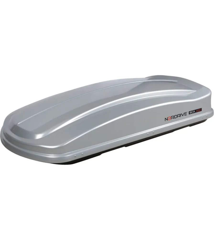 Box tetto per auto 430 litri in abs con doppia apertura argento lucido - n60014>Nordrive Outlet