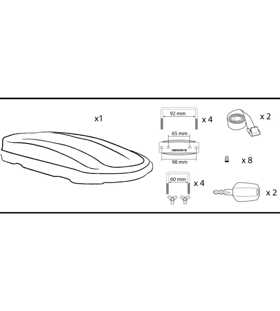 Box tetto per auto 530 litri in abs con doppia apertura bianco lucido - n60024>Nordrive Clearance
