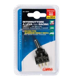 Interruttore a leva tipo racing, in alluminio con spia a led -  12/24v - rosso -  20a  45554> Outlet