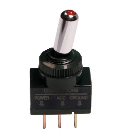 Interruttore a leva tipo racing, in alluminio con spia a led -  12/24v - rosso -  20a  45554><noscript><img width=