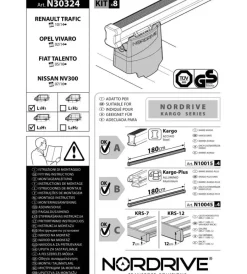 Kit attacchi per barre auto portatutto renault trafic, opel vivaro 14>,fiat  n30324>Nordrive Discount