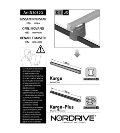 Kit attacchi per barre auto portatutto renault master 98>, opel movano 98>,n  n30123>Nordrive Clearance