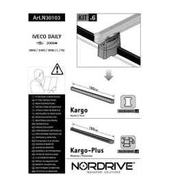 Kit attacchi per barre auto portatutto iveco daily 06> (3barre)  n30103>Nordrive Discount
