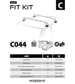Kit attacchi per barre auto portatutto renault megane  3/5d 10/0211/08,scen  n21044>Nordrive Hot