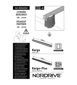 Kit attacchi per barre auto portatutto citroen berlingo peugeot partner 07> n30202>Nordrive Hot