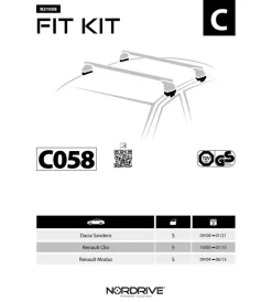 Kit attacchi per barre auto portatutto renault modus 5d 9/04,clio 5d 10/05,d  n21058>Nordrive Best