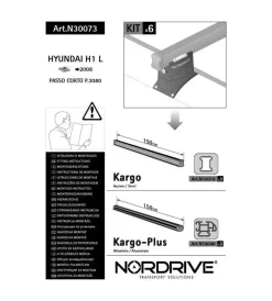 Kit attacchi per barre auto portatutto hyundai h1 l 98>08 (3barre)  n30073>Nordrive Discount