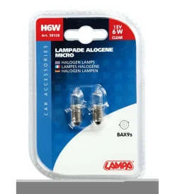 da alogena micro 12v - h6w - 6w - bax9s - 2 pz  - d/blister  58128>Lampa Hot