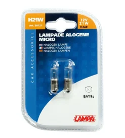 da alogena micro 12v - h21w - 21w - bay9s - 2 pz  - d/blister  58121>Lampa Online