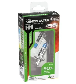 Lampada alogena 12v xenon ultra +90% luce - h1 - 55w - p14,5s - 2 pz  - scatola  58610> Hot