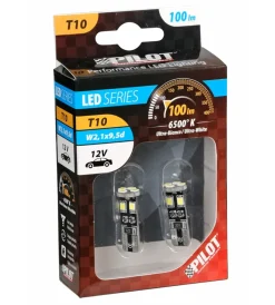 Lampada 12v hyper-led 24 - 8 smd x 3 chips - (t10) - trifocus - w2,1x9,5d - 2 pz 58464> Outlet