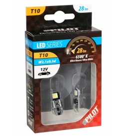 Lampada 12v hyper-led 6 - 2 smd x 3 chips - (t10) - bifocus - w2,1x9,5d - 2 pz 58461> Outlet