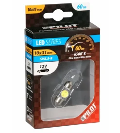 Lampada 12v hyper-led 2 - 1 smd x 2 chips - 10x31 mm - sv8,5-8 - 1 pz bianco 58447> Discount