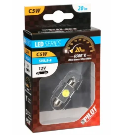 Lampada 12v hyper-led 2 - 1 smd x 2 chips - (c5w) - 10x36 mm - sv8,5-8 - 1 pz bianco 58448> Best