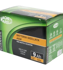 Magneti marelli batteria moto e scooter 9ah 12v 120a tecnologia agm sigillata polo positivo sinistro><noscript><img width=