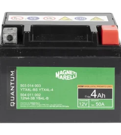 Magneti marelli batteria moto e scooter 4ah 12v 50a tecnologia agm sigillata polo positivo destro>