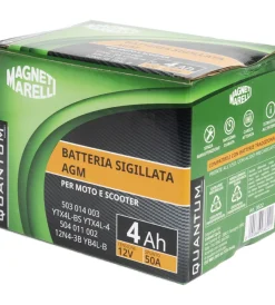 Magneti marelli batteria moto e scooter 4ah 12v 50a tecnologia agm sigillata polo positivo destro><noscript><img width=