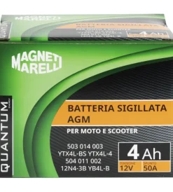 Magneti marelli batteria moto e scooter 4ah 12v 50a tecnologia agm sigillata polo positivo destro><noscript><img width=