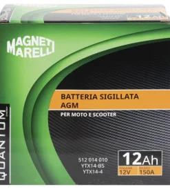 Magneti marelli batteria moto e scooter 12ah 12v 150a tecnologia agm sigillata polo positivo sinistro><noscript><img width=
