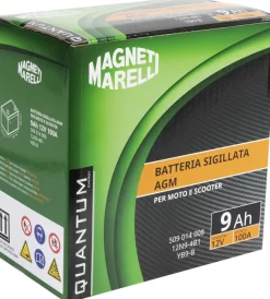 Magneti marelli batteria moto e scooter 9ah 12v 100a tecnologia agm sigillata polo positivo sinistro><noscript><img width=