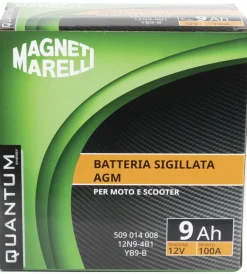 Magneti marelli batteria moto e scooter 9ah 12v 100a tecnologia agm sigillata polo positivo sinistro><noscript><img width=