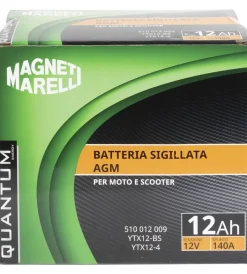 Magneti marelli batteria moto e scooter 12ah 12v 140a tecnologia agm sigillata polo positivo sinistro><noscript><img width=