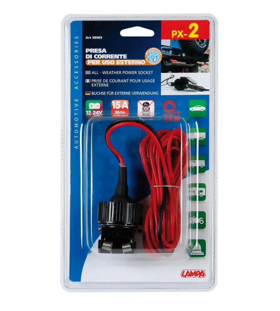 Presa corrente per uso esterno, 12/24v  38969>Lampa