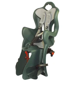 Seggiolino per bici posteriore bellelli "b-one luxe" attacco al portapacchi con cuscino verde, portata massima 22 kg> Hot