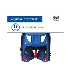 Seggiolino posteriore blu per bicicletta per bambini, max. 22 kg, da 3 a 8 anni - si fissa al portapacchi><noscript><img width=
