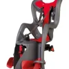 Seggiolino posteriore grigio scuro e rosso per bicicletta per bambini, max. 22 kg, da 3 a 8 anni - si fissa al portapacchi> New