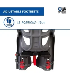 Seggiolino posteriore grigio scuro e rosso per bicicletta per bambini, max. 22 kg, da 3 a 8 anni - si fissa al portapacchi><noscript><img width=