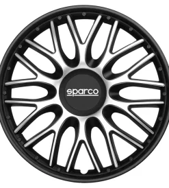 Set 4 copricerchi 16" pollici copriruota auto roma spc1696svbk argento nero>Sparco Outlet