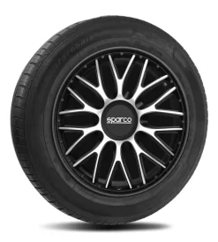 Set 4 copricerchi 16" pollici copriruota auto roma spc1696svbk argento nero>Sparco Outlet