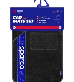 Set 4 tappetini neri e blu per auto in moquette>Sparco