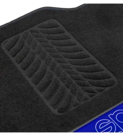 Set 4 tappetini neri e blu per auto in moquette><noscript><img width=