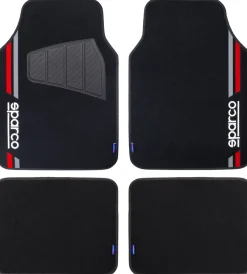 Set 4 tappetini neri e rossi per auto><noscript><img width=